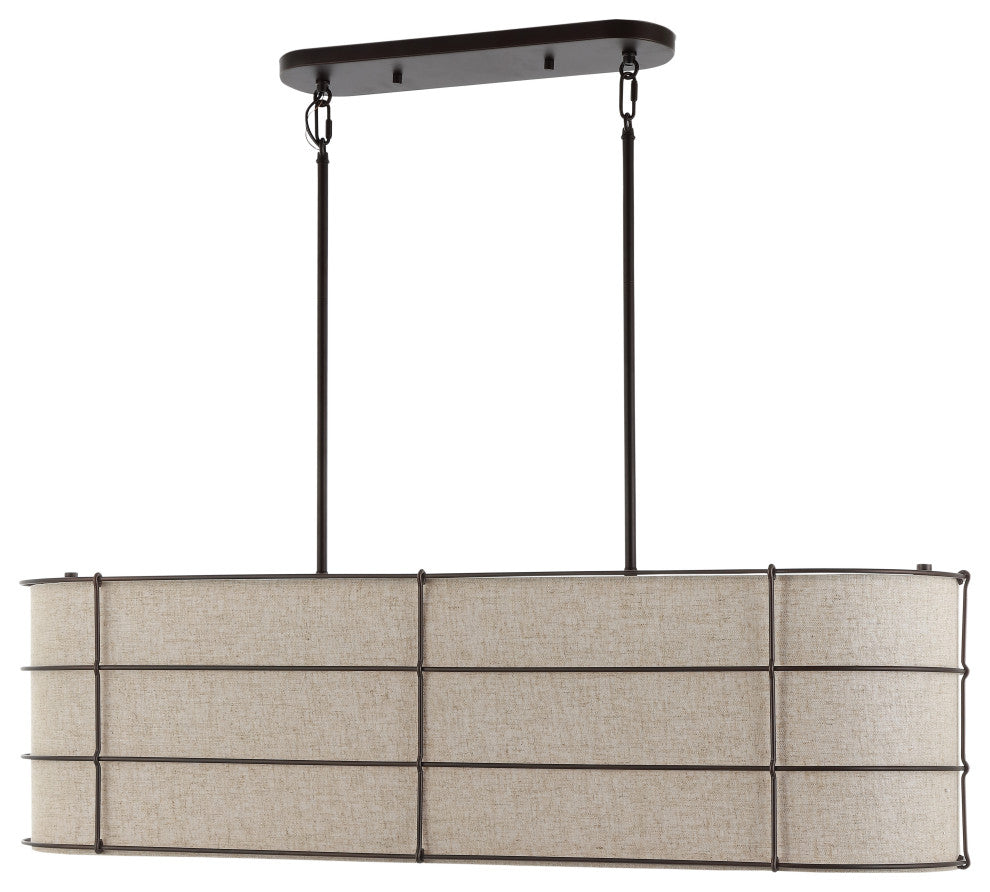 Chadwick 42" 4-Light Rustic Farmhouse Iron Linear LED Pendant, Oil Rubbed Bronze