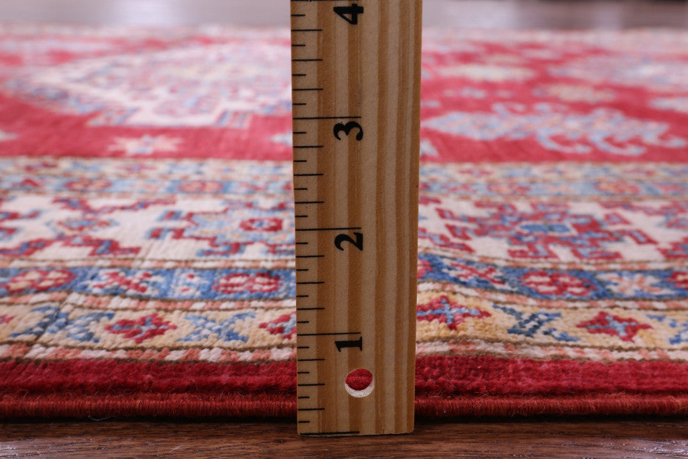4' 10" X 6' 5" Geometric Super Kazak Handmade Wool Rug - Q12844