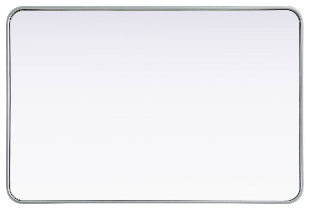 Home Living Contour Metal Rectangle Mirror 28x42, Silver