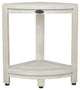 HomeRoots Compact Teak Corner Shower Stool With Shelf, White Finish