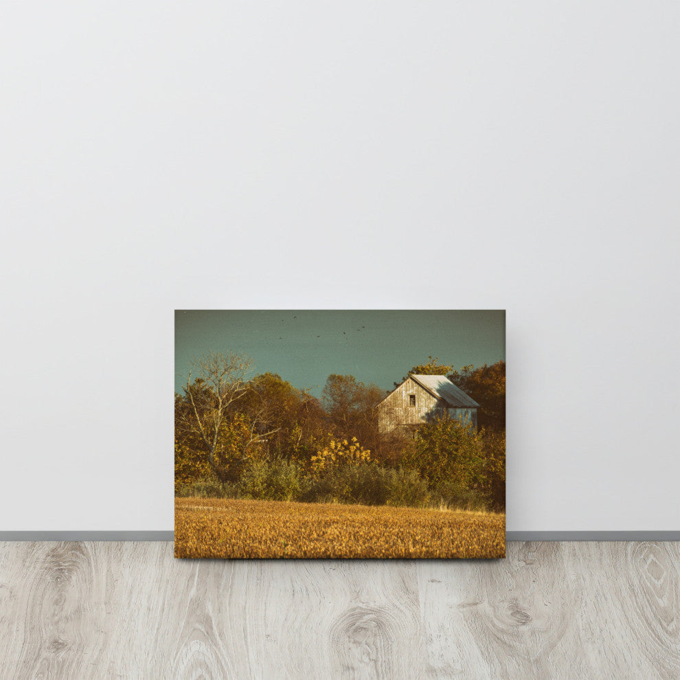 Canvas Wall Decor: Abandoned Barn - Aged Rural Landscape Photo, 12" X 16"