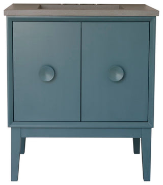 31" Single Vanity, Aqua Blue Finish With Gray Concrete Top