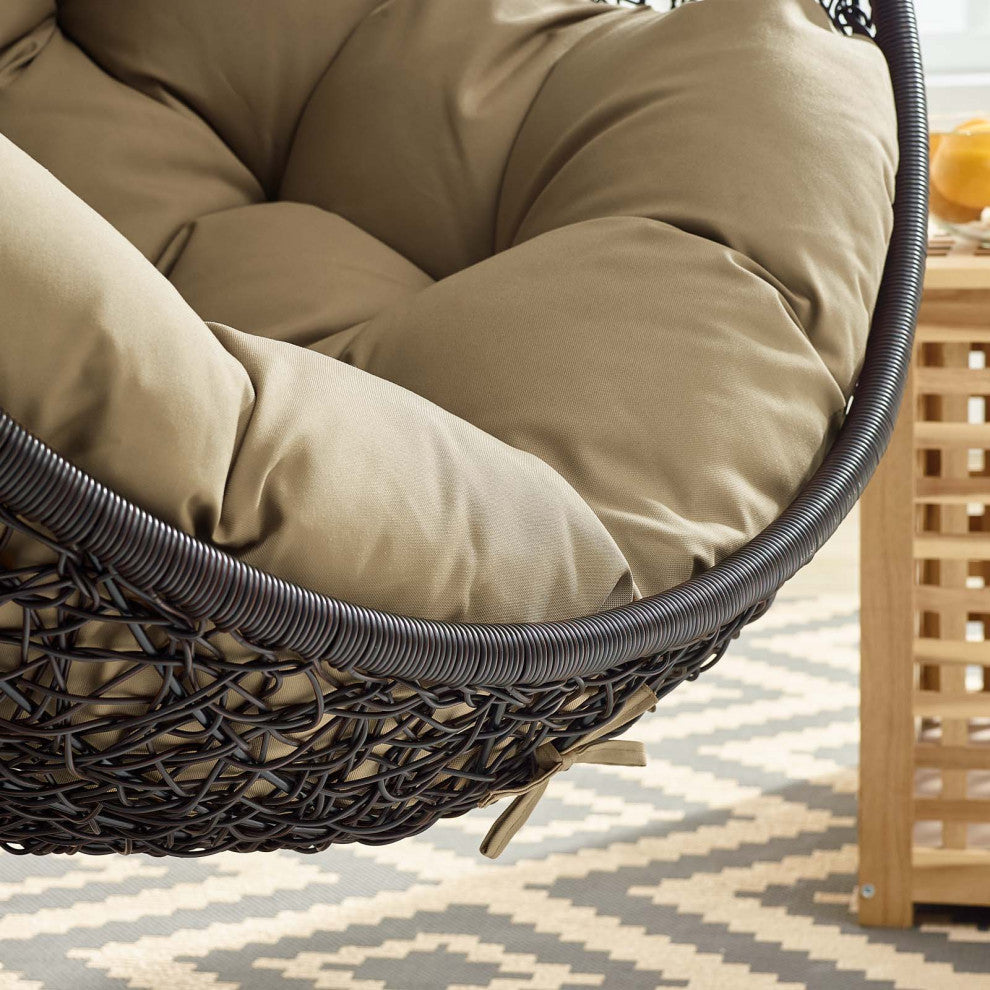 Swing Lounge Chair, Black Brown, Outdoor Patio Balcony Cafe Bistro Garden
