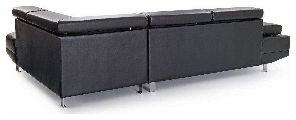 Riveredge 109" W 2 Piece Faux Leather L Shape Sectional Sofa, Black
