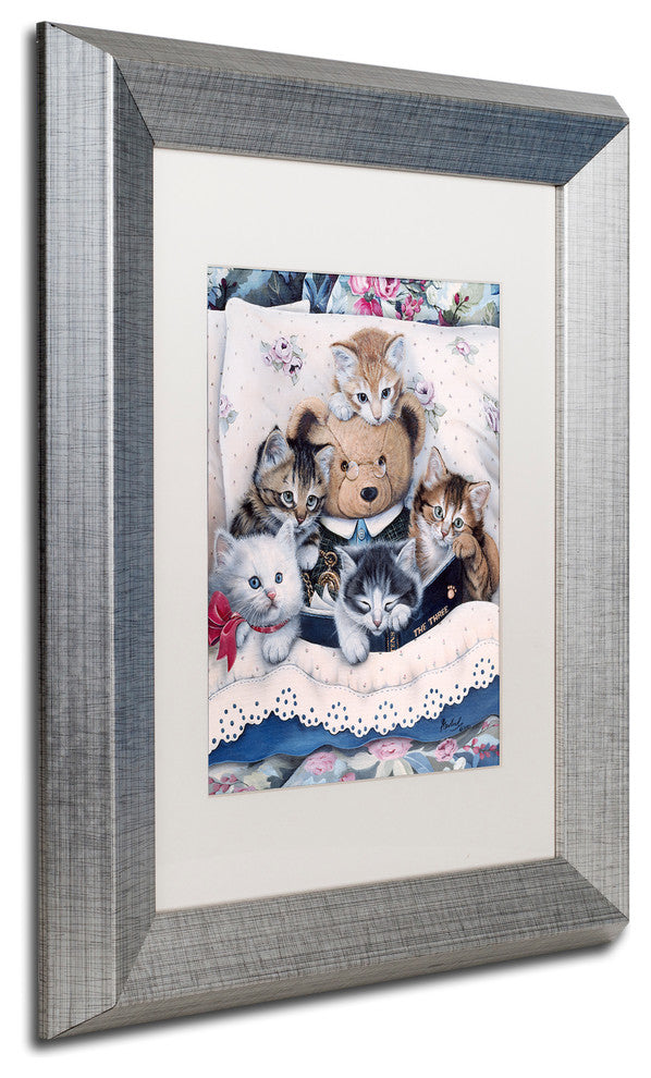 Jenny Newland 'Kittens And Teddy Bear' Matted Framed Art, 14x11