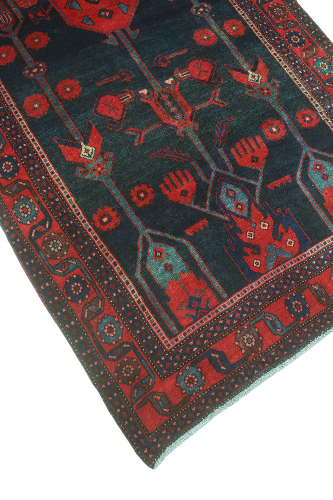 Fine Vintage Distressed Hud Charcoal/Red Rug, 4'9x9'4