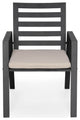 LeisureMod Chelsea Modern 8-Piece Outdoor Dining Set, Black Aluminum, Beige