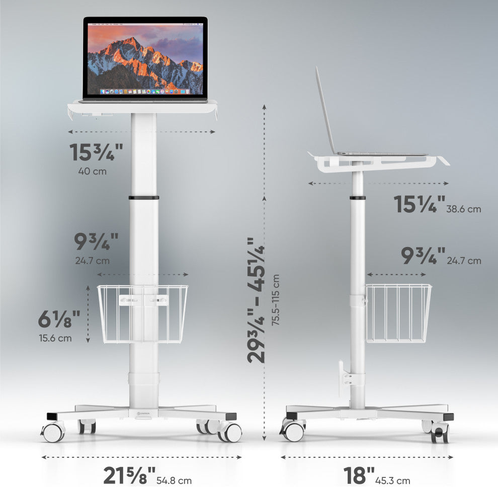 ONKRON Rolling Laptop Stand - Computer Cart With Wheels - Desk up to 17.6 lbs