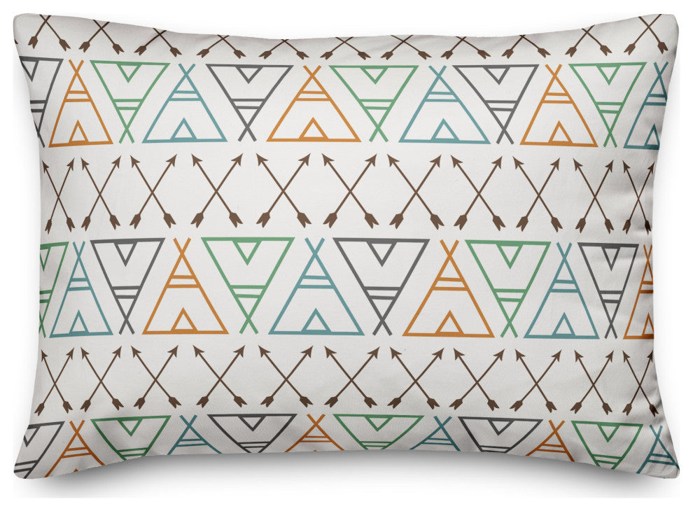 Arrows and Teepees Pattern 14x20 Spun Poly Pillow