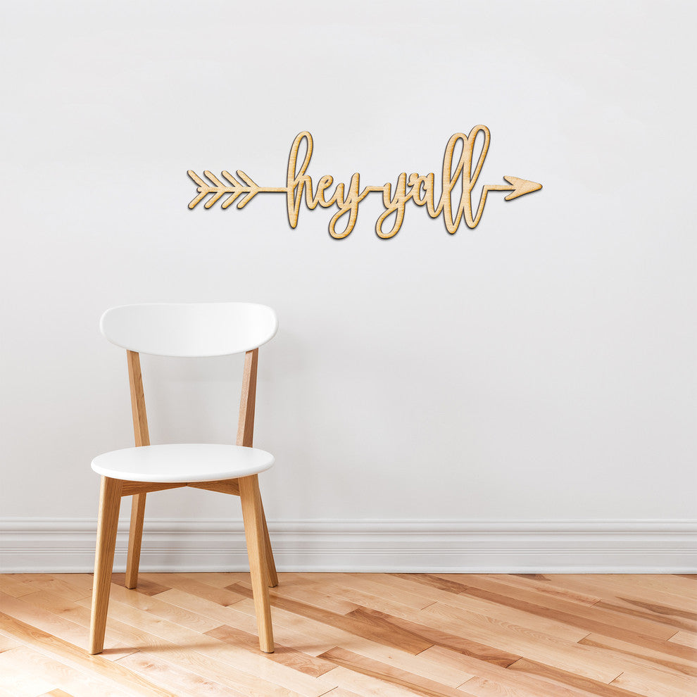 Hey Y''All Right Arrow Wood Sign Home Decor Unfinished, 24"x8"