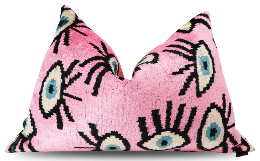 Canvello Pink Evil Eye Pillow for Couch, 16"x24"