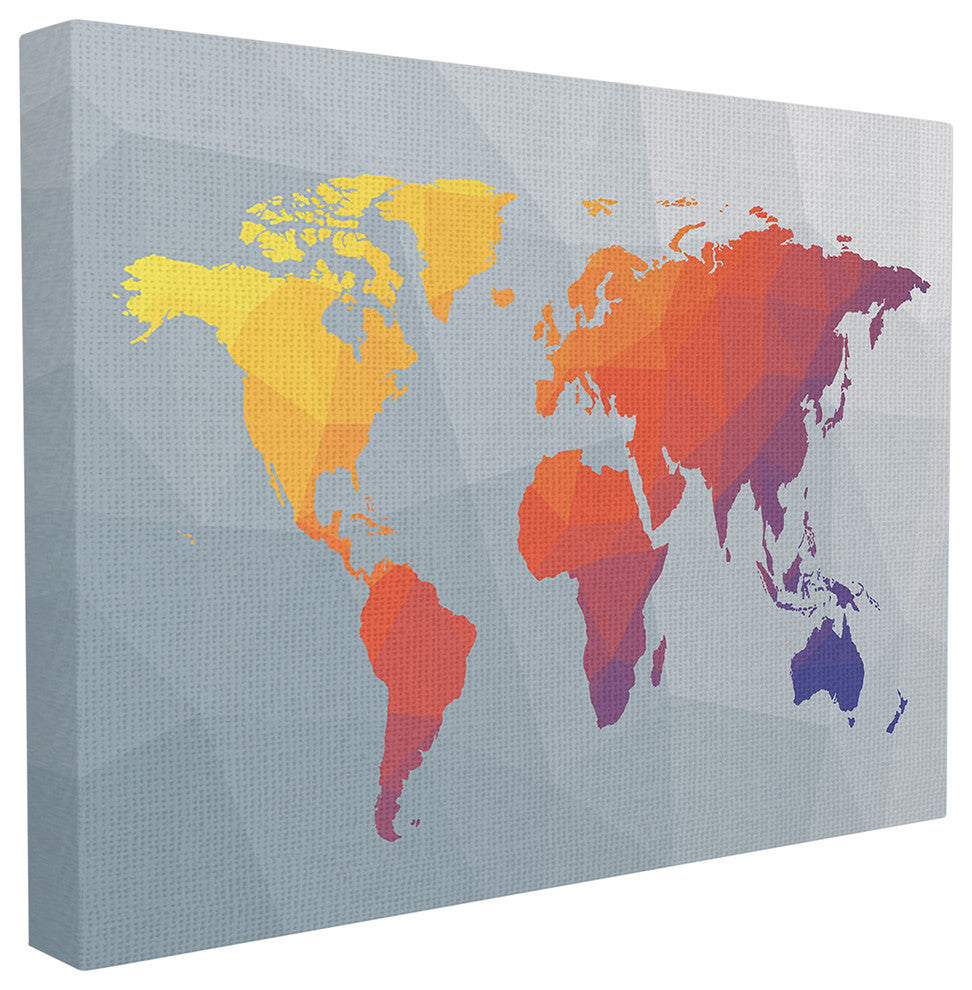 Stupell Ind. Polygonal World Map Canvas Wall Art, 30x40