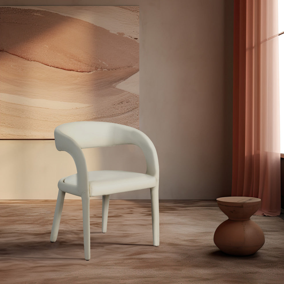 Meridian Furniture Sylvester Faux Leather Dining Chair, Cream