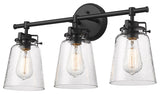 3 Light 22.9" Matte Black Vanity Light