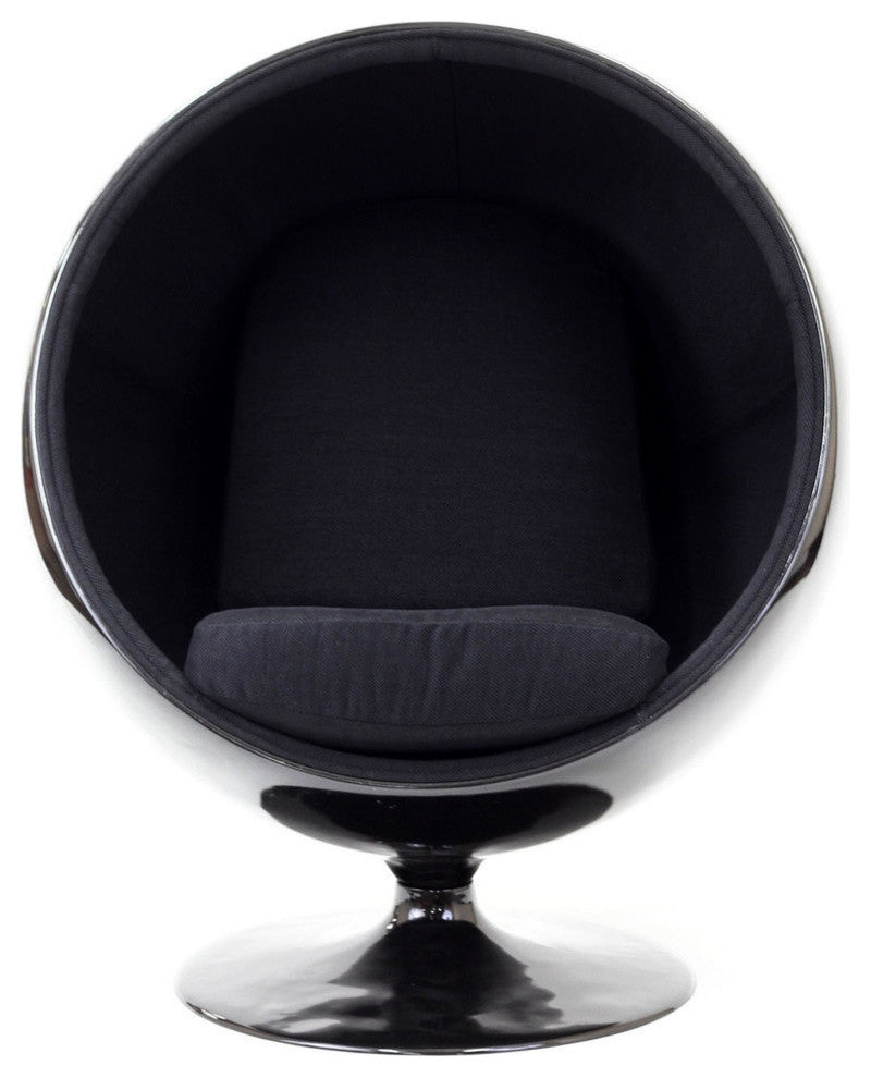 Modern Contemporary Living Room Lounge Chair Black on Black