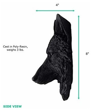 Mounted Resin Wolf Head, Black, Mini