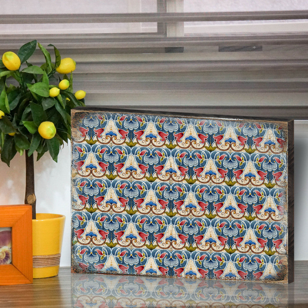 Decorative Pattern Wooden Block, 12"x9"