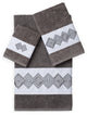 Linum Home Textiles Noah 3-Piece Embellished Towel Set, Dark Gray