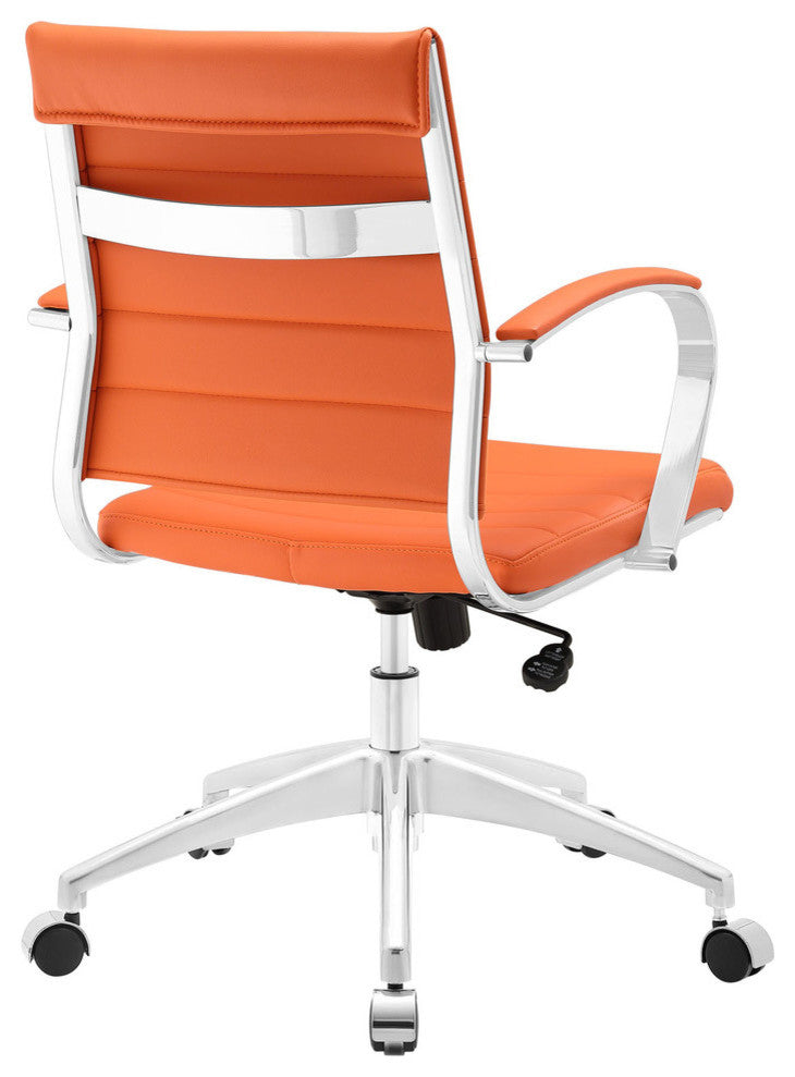 Modern Contemporary Office Chair, Orange Faux Leather