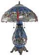 Serena d'italia Tiffany 2-Light Blue Dragonfly 25" Table Lamp With Lit Base