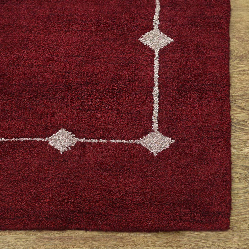 HAND KNOTTED LOOM SILK ECO-FRIENDLY AREA RUGS -5'x8',Rectangle,Red,Contemporary