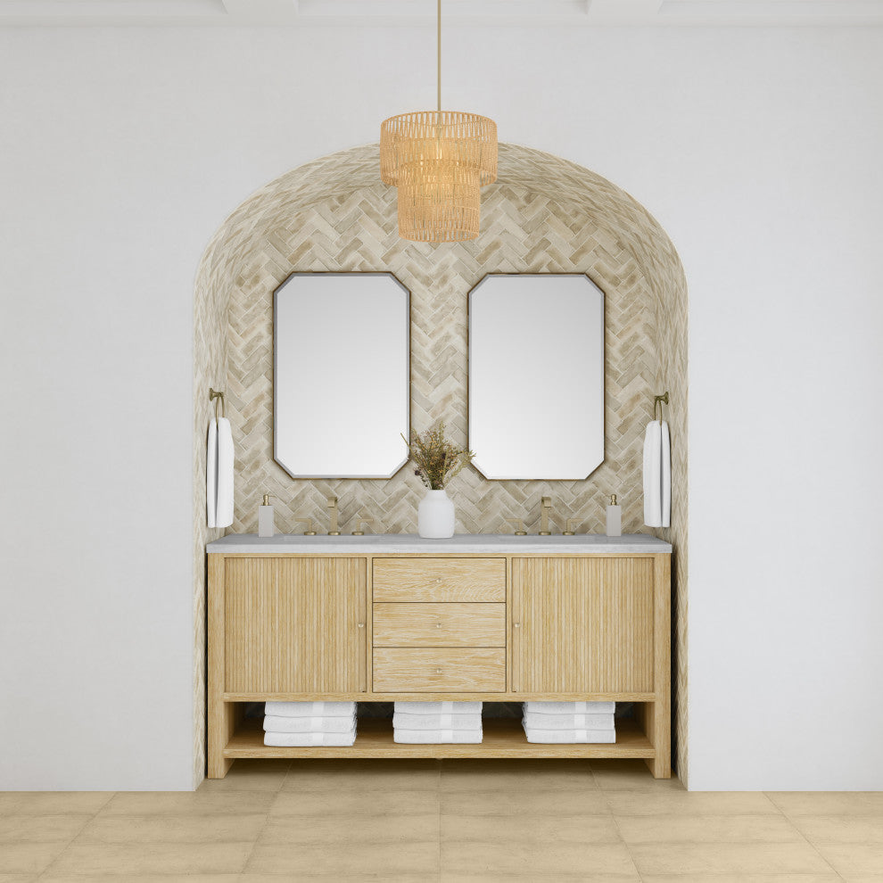 Marigot Single 72" Double Vanity, Oak, 3 CM Arctic Fall Solid Surface Top