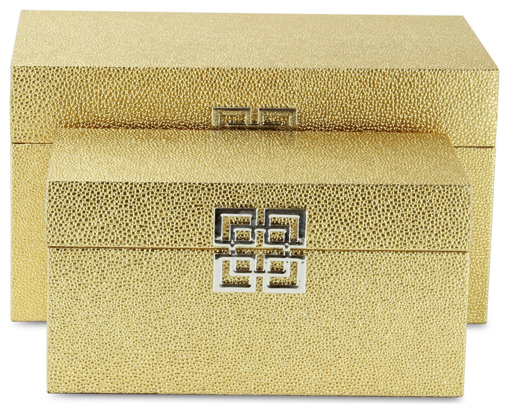 Galena "Double Happiness" Faux Shagreen Box Set, Gold