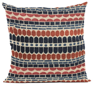 Plutus Red Blue Harmony Border Luxury Throw Pillow, 20"x36"