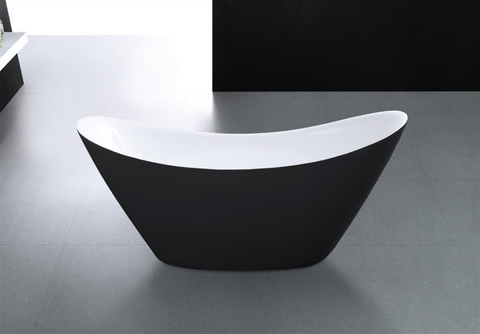 Kube Luna 68" Free Standing Bathtub -Matte White, Black