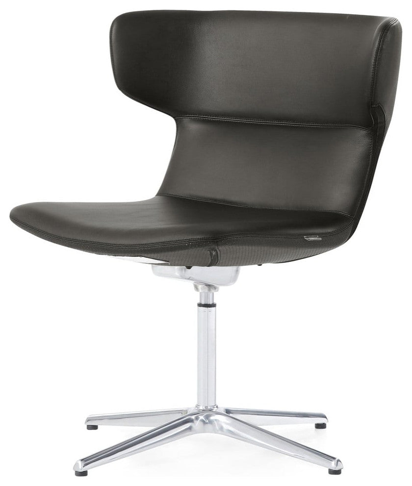 Zuri Furniture Covey Modern Guest Chair Soft Top Grain Leather, Black