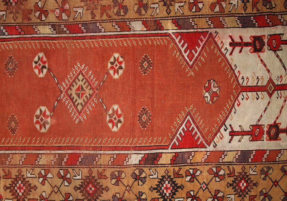 Consigned, Hand Made Antique Prayer Turkish Melas Rug 4'x6.3', 1920