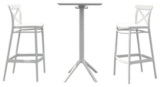 Sky Cross Square Bar Set With 2 Barstools White
