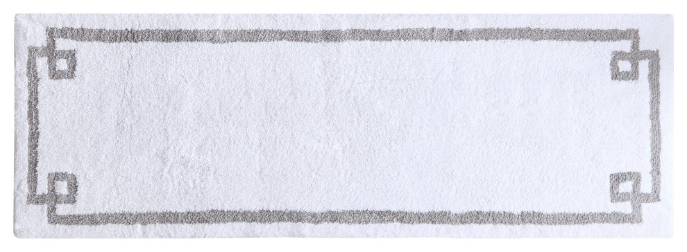Madison Park Evan High Pile Bordered Bathroom Rug, Blue, White, Runner