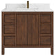 Elizabeth 42 Single Sink Bath Vanity in Dark Walnut Teak 1.5" Calacatta Laza
