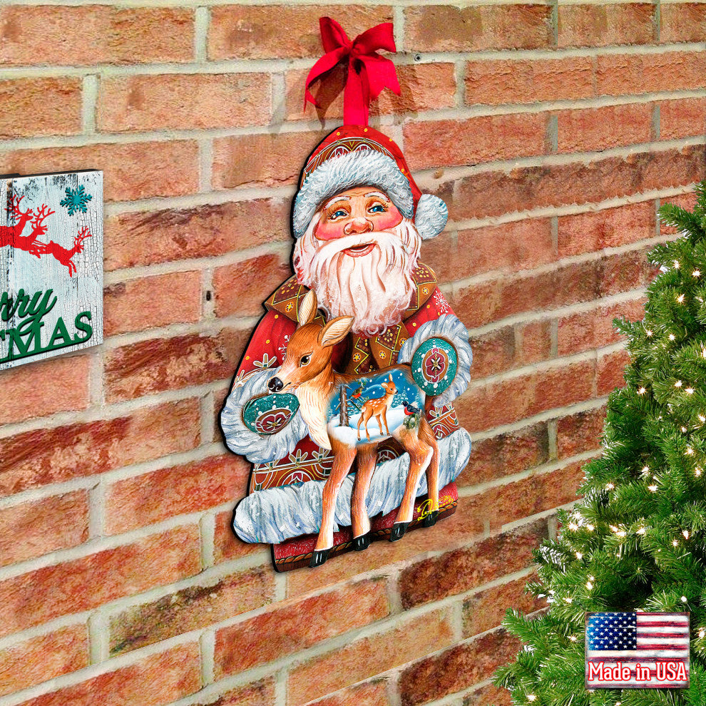 Holiday Fawn, Wooden Decorative Door Hanger