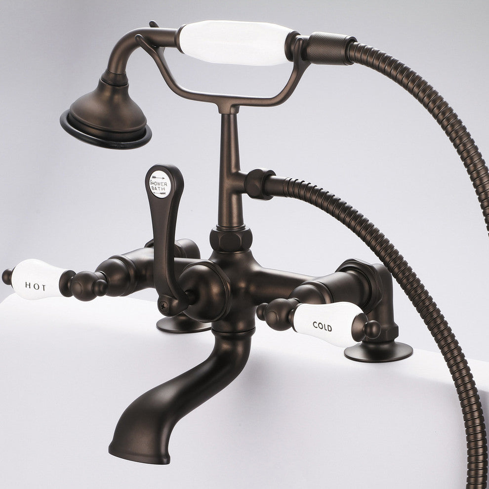 Vintage Classic Deck Mount Tub Faucet With Handshower, Oil Rubbed Bronze Finish