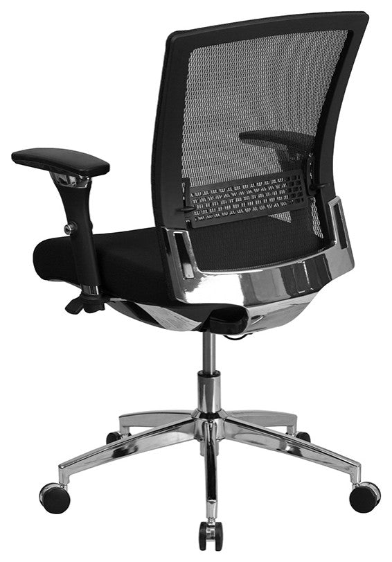 HERCULES Black Mesh Multi-Functional Executive Swivel Chair-Padded Slider Seat