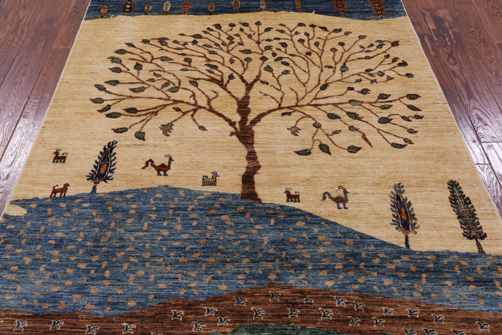 Persian Gabbeh Tribal Handmade Rug 4' 11" X 6' 6" - Q12292