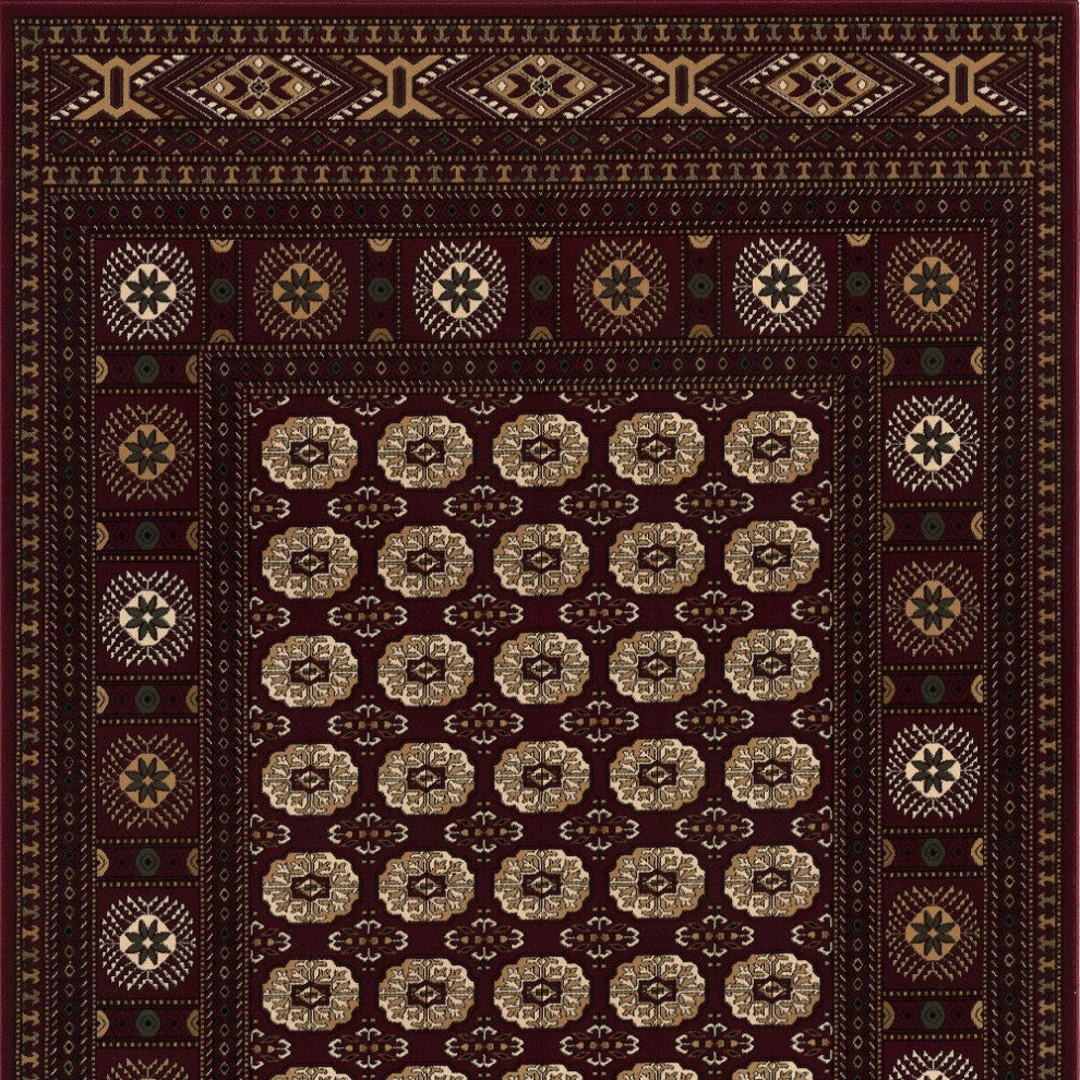2"x15" Red Eclectic Geometric Pattern Runner Rug