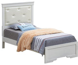 Lorana Button Tufted Faux Leather Bed, Twin