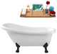 61" Streamline N480BL-IN-WH Soaking Clawfoot Tub and Tray With Internal Drain