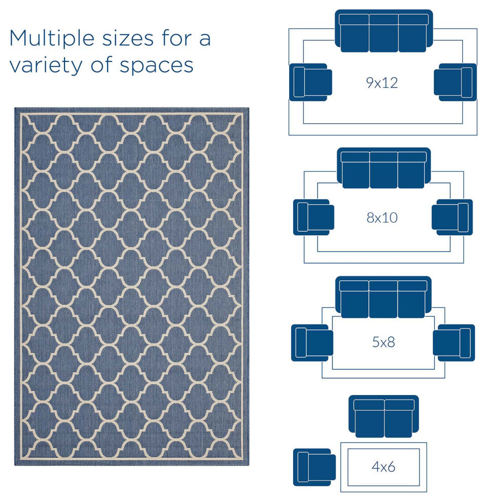 Avena Moroccan Quatrefoil Trellis 9x12 Indoor and Outdoor Area Rug