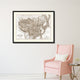 China Japan Korea Vintage Sepia Map Canvas Print, 28"x37"