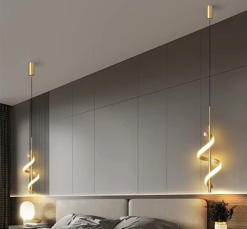 MIRODEMIÂ® Tovo San Giacomo | Ribbon Design Chandelier for Bedroom, Gold, A, Cool Light