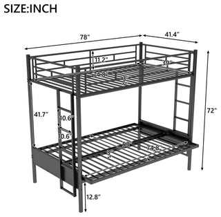 Gewnee Twin over Full Metal Bunk Bed, Multi-Function in Black