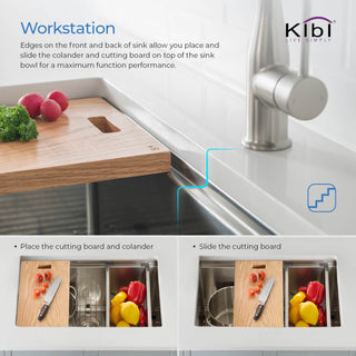 KIBI Undermount Single Bowl Workstation Sink, Stainless Steel 28"