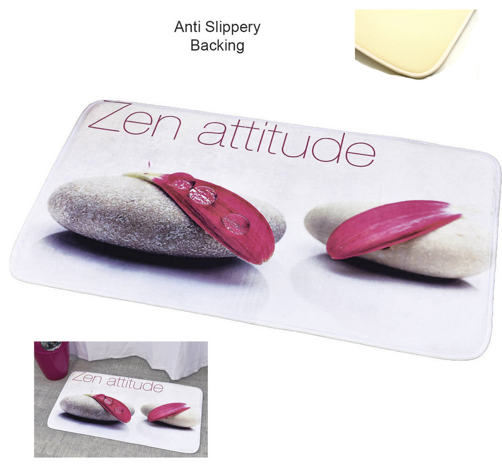 Bathroom Rug Memory Foam Mat Zen Attitude Print Pink 36"L x 24"W