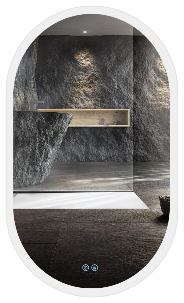 Anti-Fog Dimmable LED Oval Frameless Wall-mounted Bathroom Backlit Mirror, 40" X