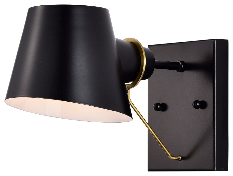 Baxter 1-Light Vanity, Black With Burnished Brass