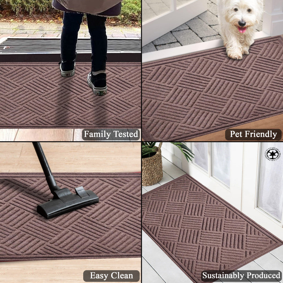 A1HC Superior Absorbant Polypropylene Doormat, Chocolate Brown Checkered, 18"x30"